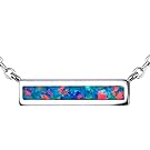 KELITCH Chic Bar Necklace October Birthstone Created Opal Choker Necklace Jewelry Gift for Women