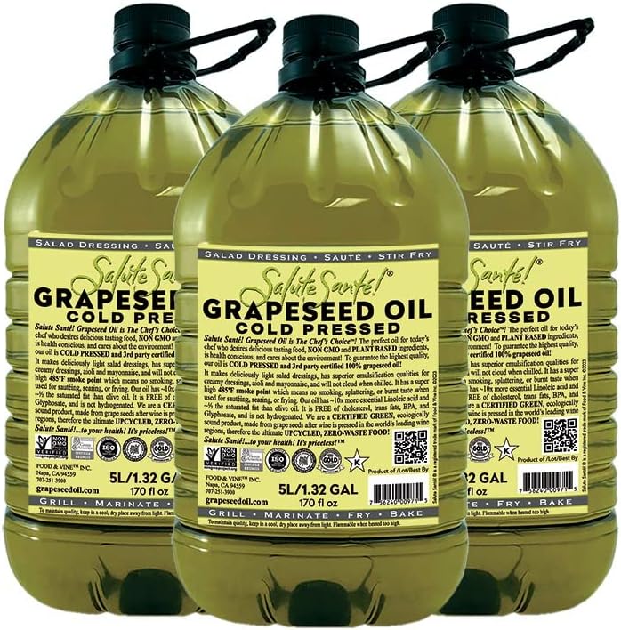 Cold Pressed Grapeseed Oil by Salute Sante! High Temperature Cooking