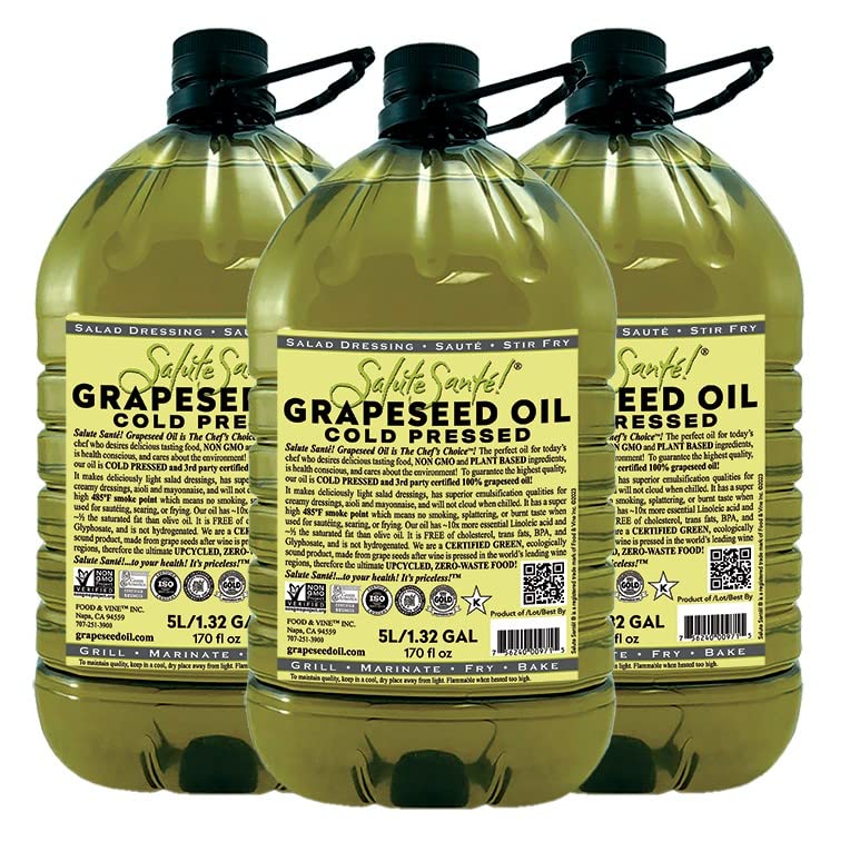 Cold Pressed Grapeseed Oil by Salute Sante! High Temperature Cooking