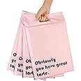 RUSPEPA Poly Mailers 10x13 Inch Pink with Build-in Handle Shipping Bags 3 Mil Pretty Thick Self Adhesive Mailing Envelopes - 50 Pack