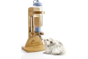 Rubor Hamster Water Bottle with Stand Small Animal Water Bottle Holder with 125ml Hanging Water Auto Dispenser for Syrian Rabbit Dwarf Gerbils Mice Rats Degus Small Pet Rodents (Bule)
