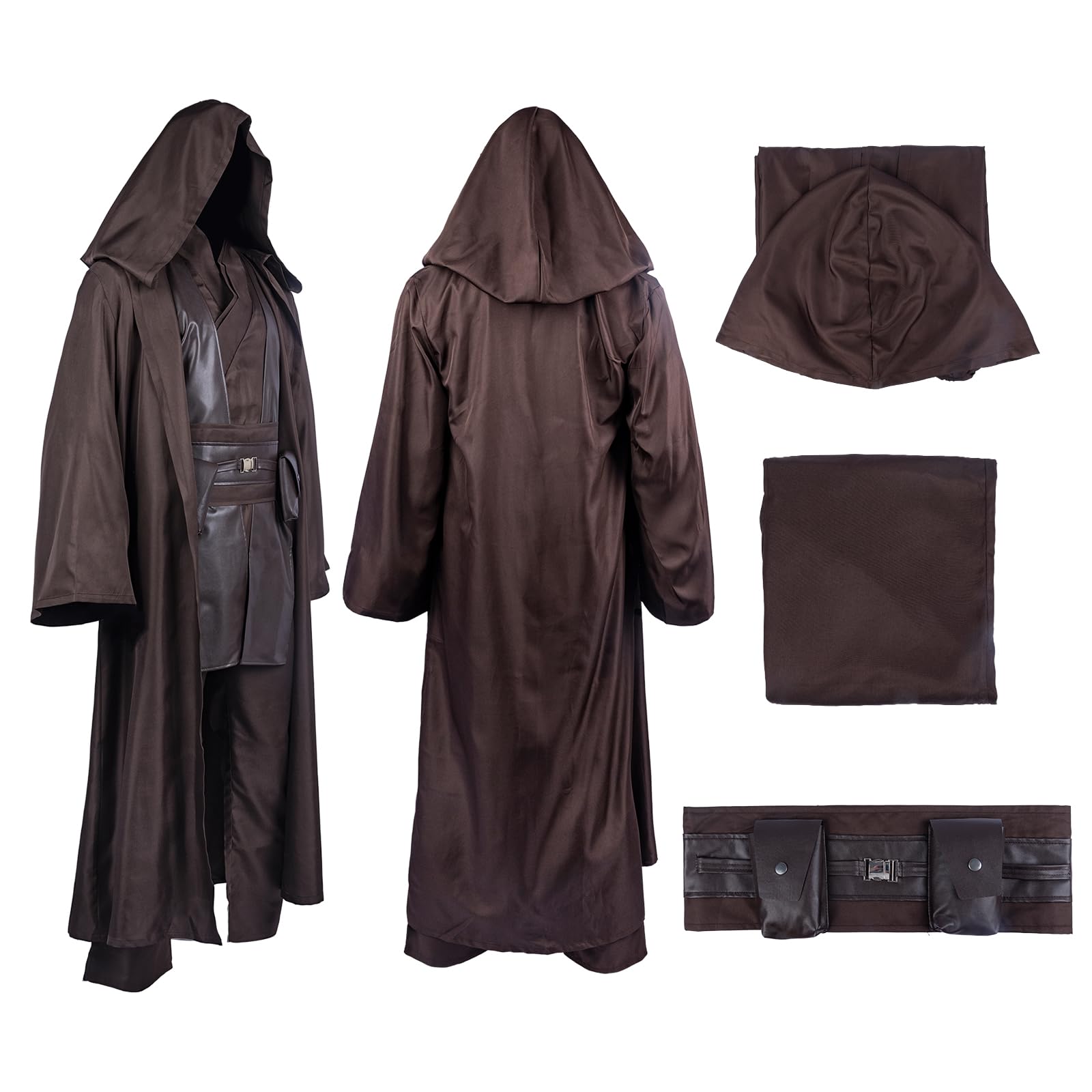 Photo 1 of GINLANIME Skywalker Costume Jedi Robe Tunic Pants for Adult Male Halloween Cosplay Outfit, Brown M