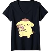 Womens Pompompurin Donuts V-Neck T-Shirt