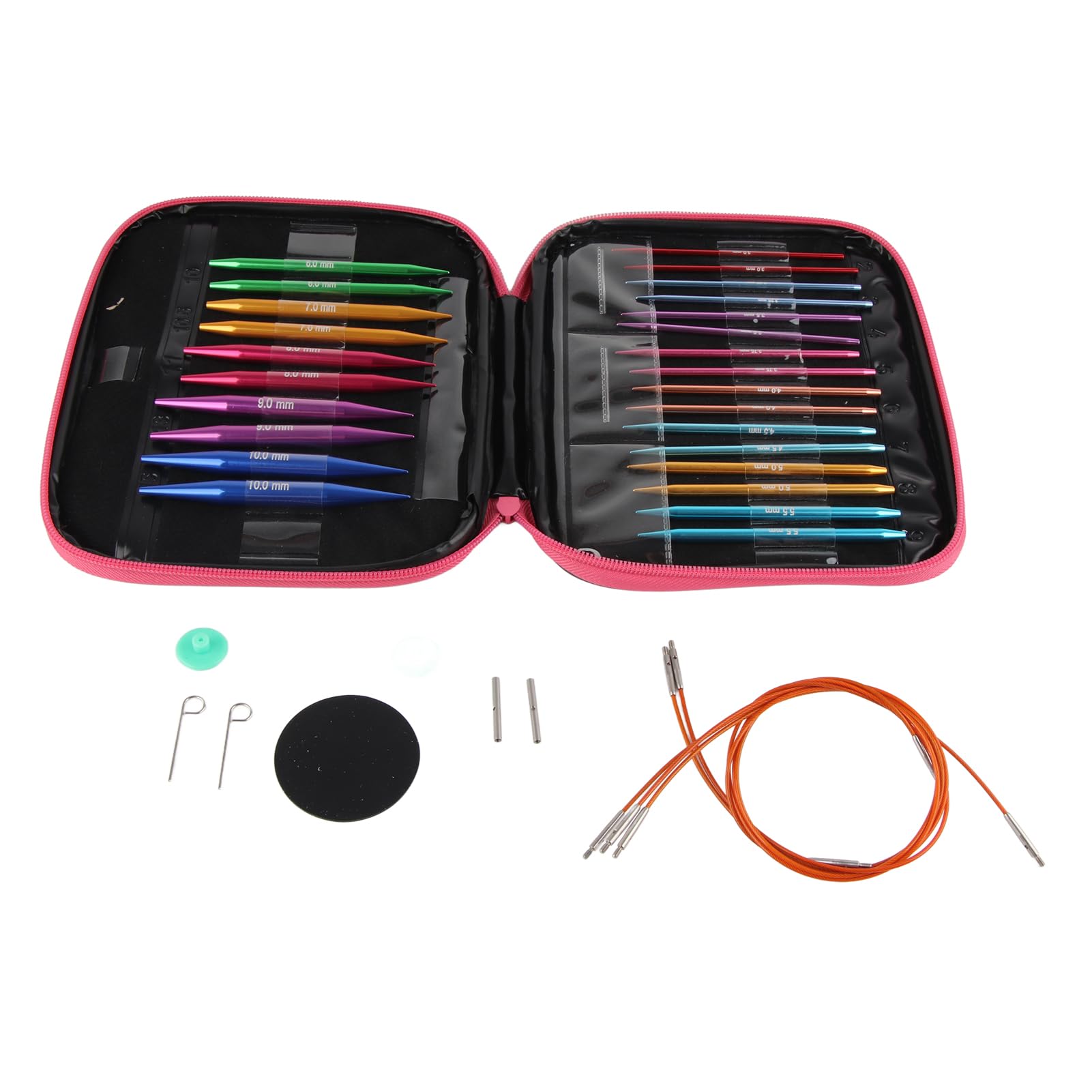 Oumefar Daiguilles Circular Interchangeable Knitting Needles Colorful Aluminium Circular Knitting Needles for DIY Crafts