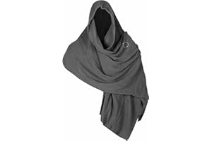 SYQBR Medieval Shawl Pirate Scarf with Pin, Post Apocalyptic Shaman Cowl Hood Retro Viking Bandana, Renaissance Costume