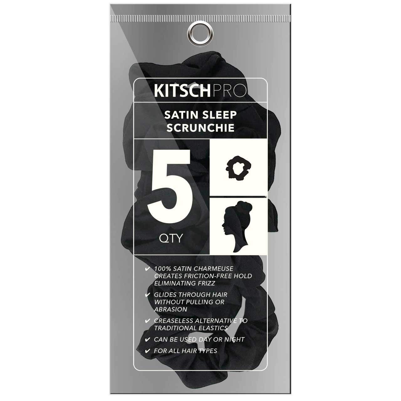 Kitsch Pro Satin Scrunchies, Hair Scrunchies for Frizz Prevention, Satin Hair Ties for Breakage Prevention and Gentle Style Preservation, 5 Pack, Black : Beauty