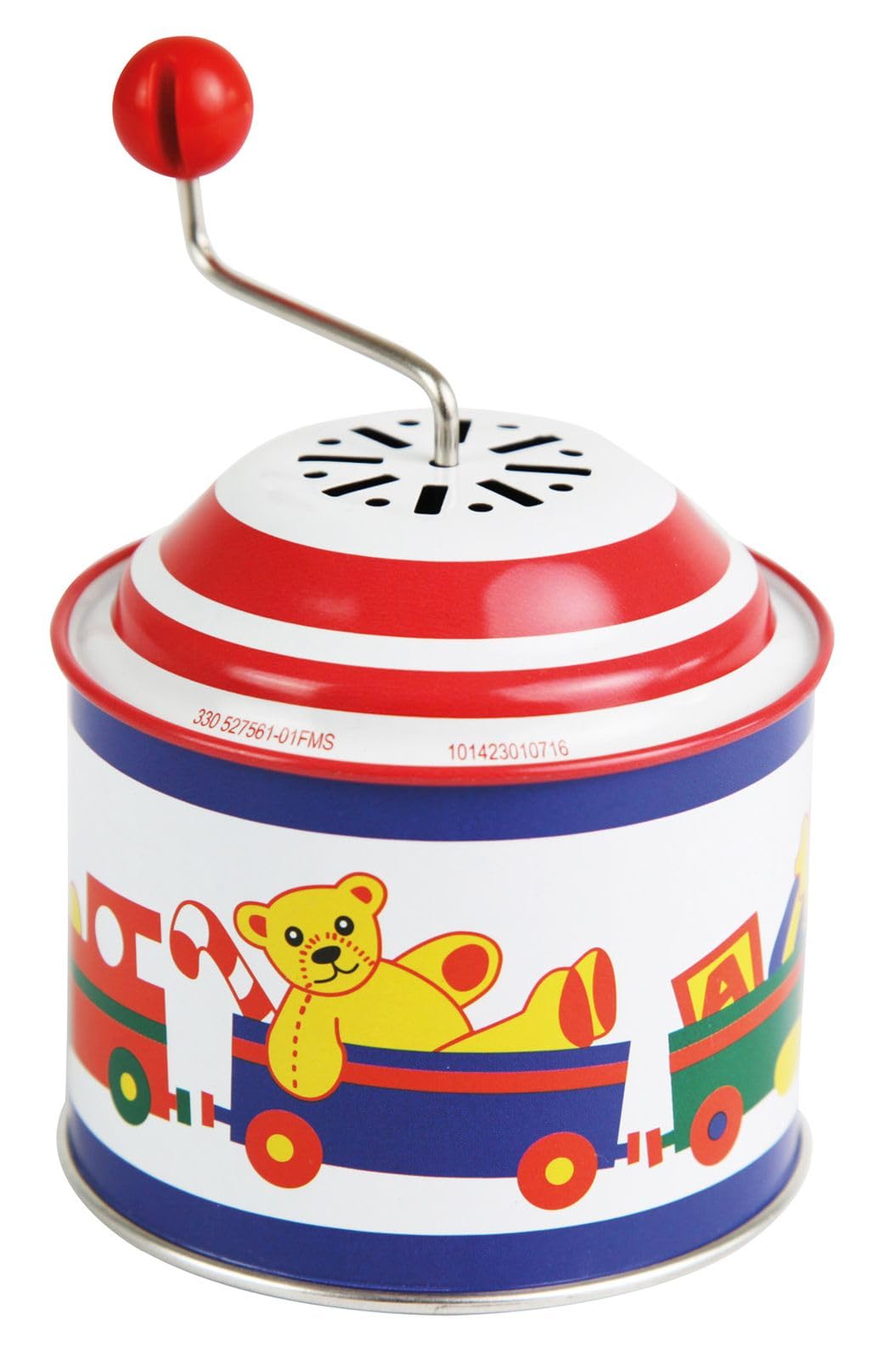 Lena 52756 Turning Handle Approx. 10.5 x 7.5 cm, with Melody The Spring, Musical tin, for Children Over 18 Months, with Toy Box Motif
