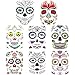 Halloween Temporary Tattoos Face (8 Pack), Sugar Skull Stickers Day of The Dead Scary Makeup Makeup Ideas Masquerade and Parties