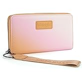 Montana West X Wrangler Wristlet Wallets for Women Gradient Color Bifold Wallet Large Capacity RFID Blocking Clutch Wallets with ID Window
