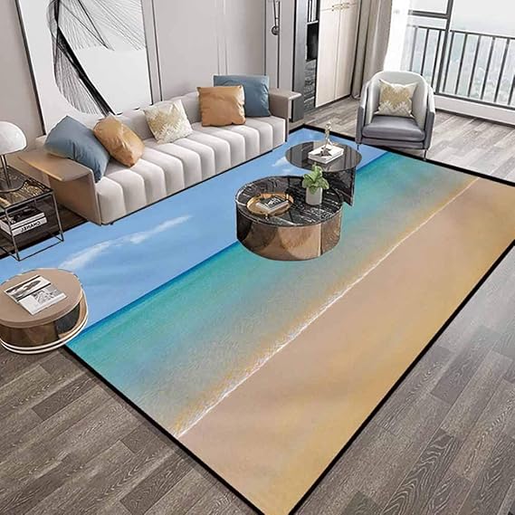 Alfombra de área moderna océano de 6 x 9 pies, mar todavía tranquilo en