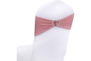 WYFMYD Dusty Pink Chair Sashes 50 Pack Spandex Pink Sashes for Chairs Universal Stretch Chair Covers Band with Buckle Slider Chair Ties Bows for Wedding Banquet Party Decorations