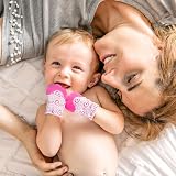 Vicloon Baby Teething Set 2 Pack Teething Mittens Silicone Glove Rose Red view 7