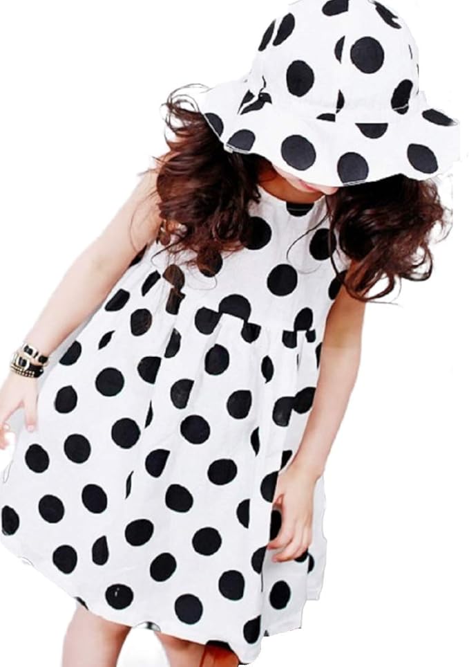 Amazon 帽子 水玉 ワンピース セット 子供服 Kids ノースリップドッドワンピース ドッド帽子 女の子 キッズ 150cm 17 水玉 ワンピース チュニック 通販