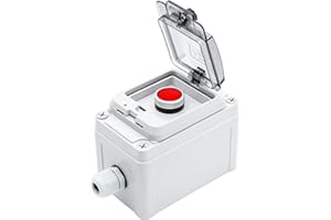 OELFFOW IP67 Button Switch Outdoor Waterproof Box Red Emergency Button with Protective Cover Anti-misoperation Switch(AC/DC 6A-110V/3A-240V/2.5A-380V)