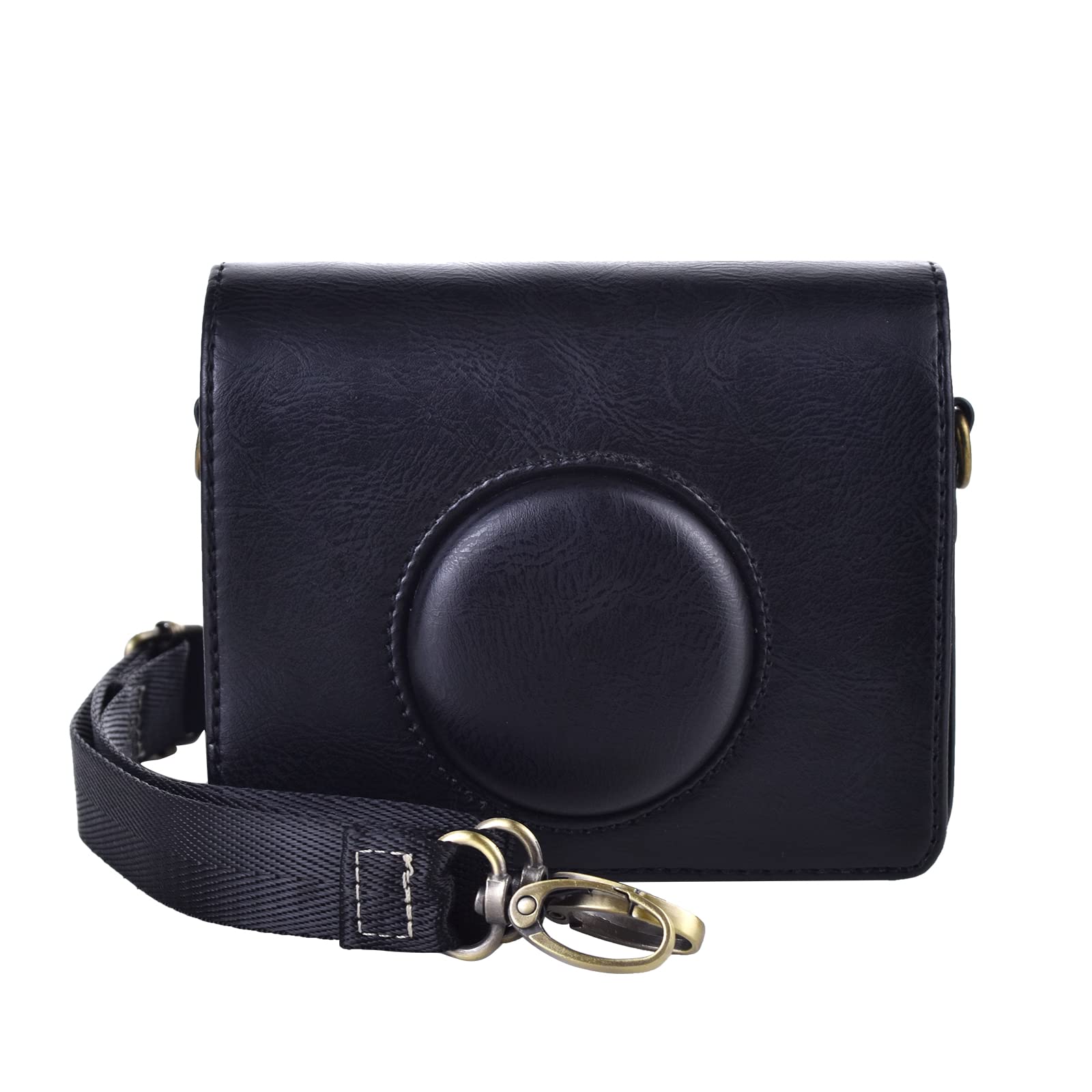 MUZIRI KINOKOO Fuji Mini EVO Case PU Leather Compatible for Fuji Mini EVO Camera Protective Case Cover Camera Bag with Adjustable Shoulder Strap Black