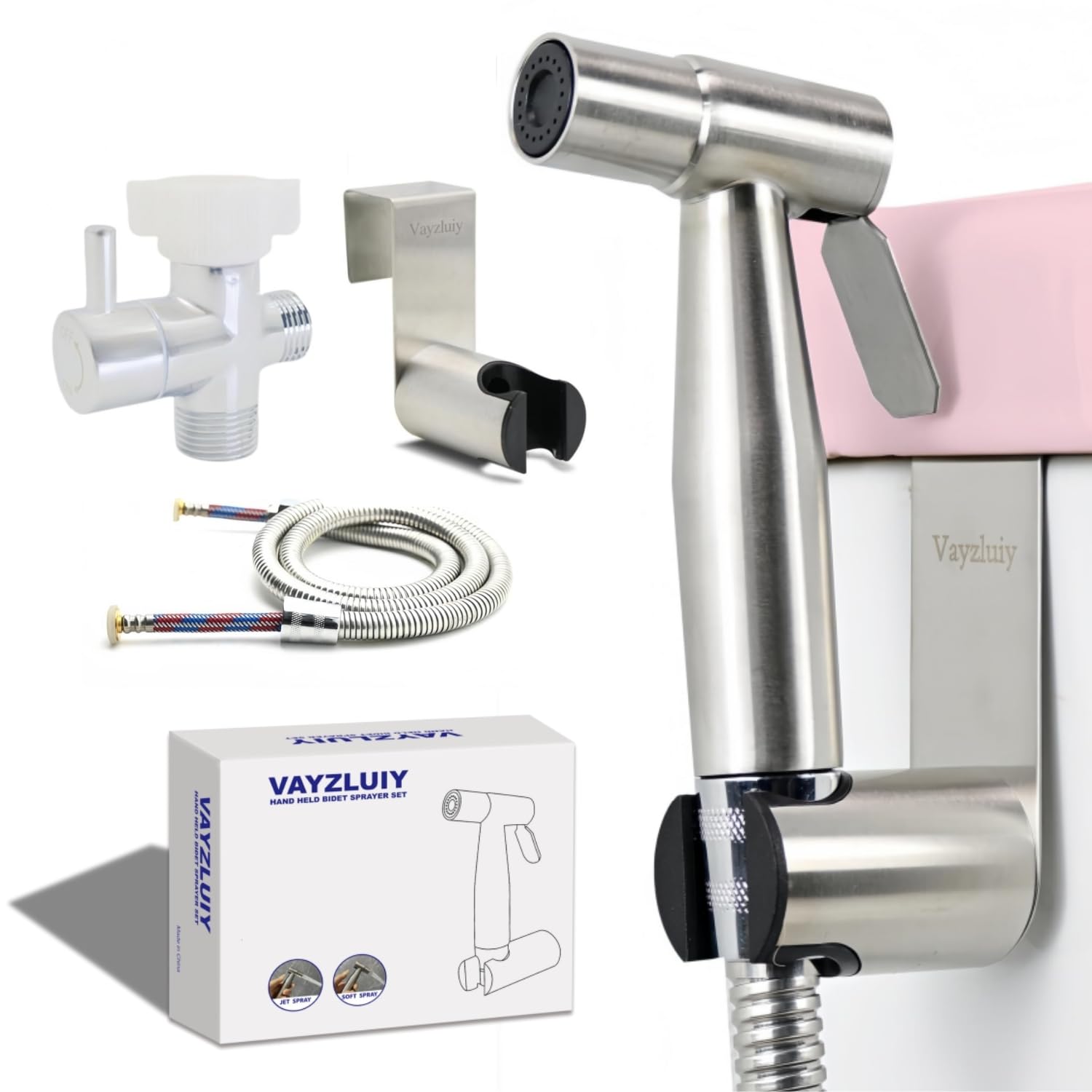 Photo 1 of Handheld Bidet Sprayer for Toilet - Bidets for Existing Toilets Adjustable Water Pressure with Bidet Hose for Feminine Wash, Stainless Steel Muslim Shower Jet Spray for Toilet
