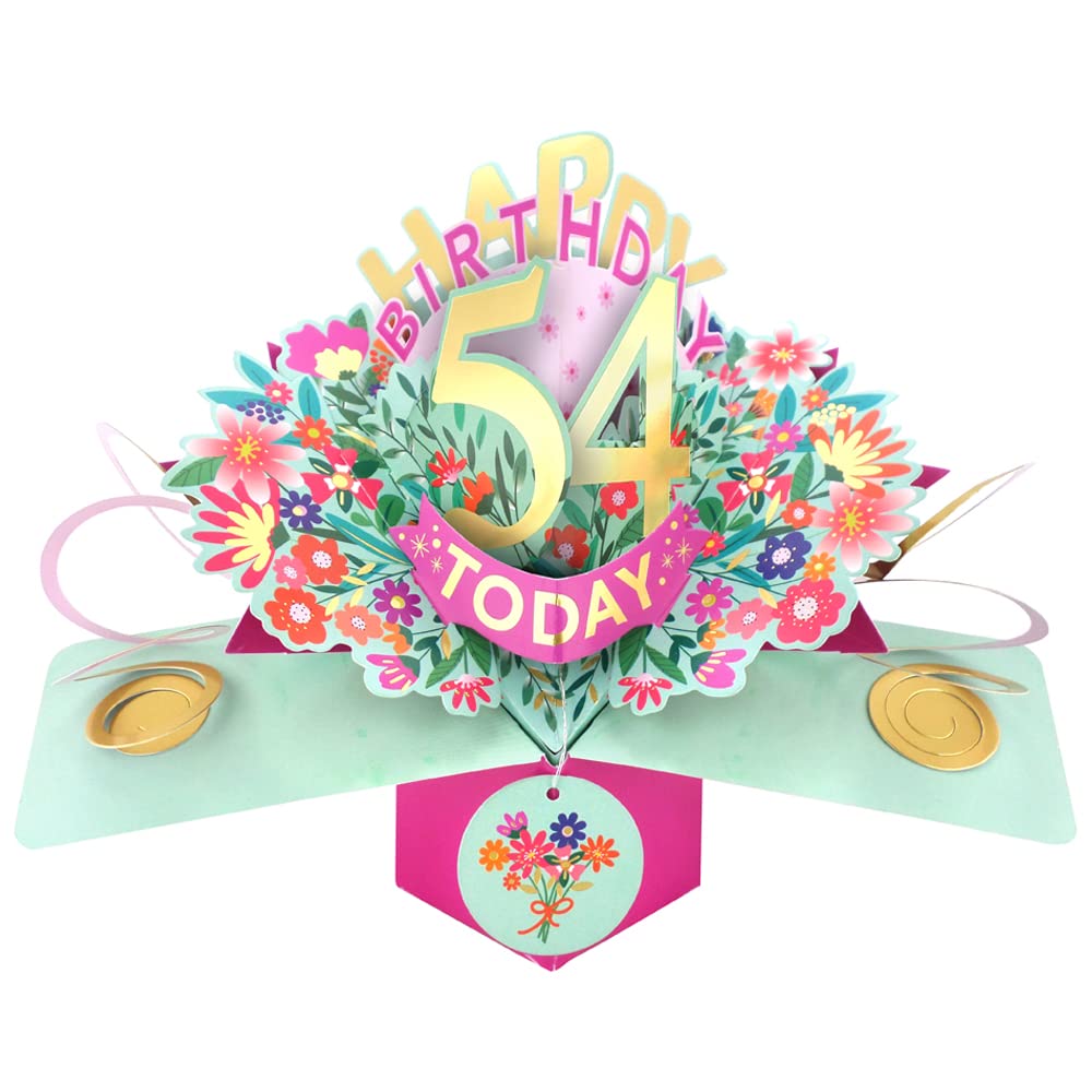 Happy 54th Birthday 54 Today Pop-Up Greeting Card Love Kate's Pop Up Cards Her POP215MC54
