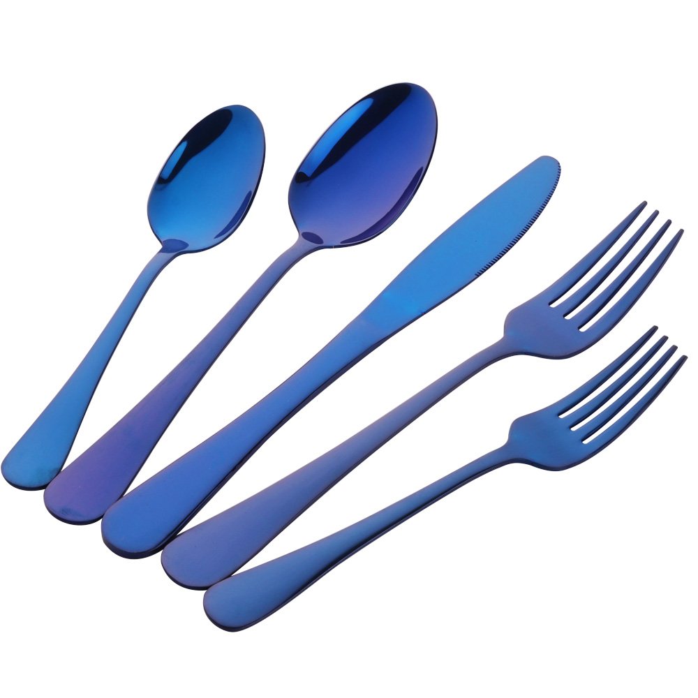 Buyer Star 20-Pieces Blue Stainless Steel Flatware Silverware Set