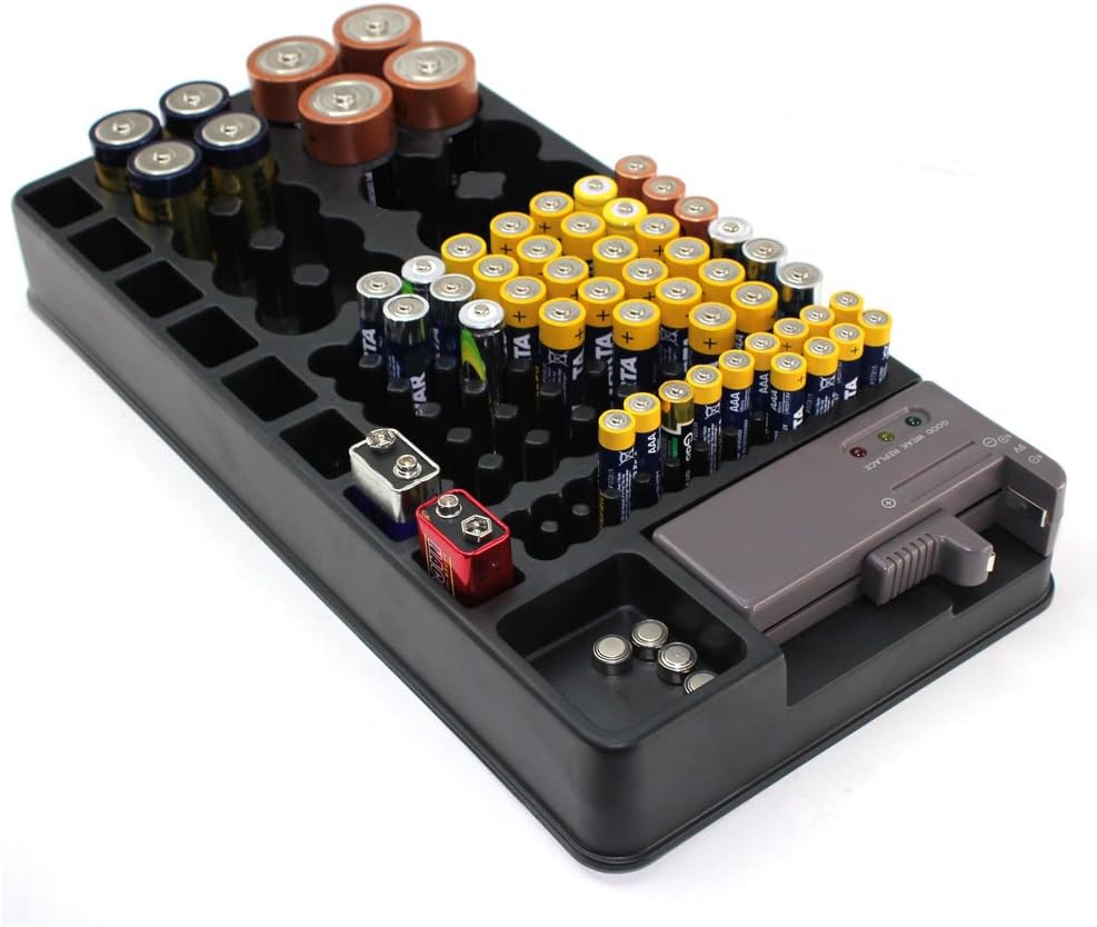 Storage Box - Capacity 98 Batteries - Built-in Tester