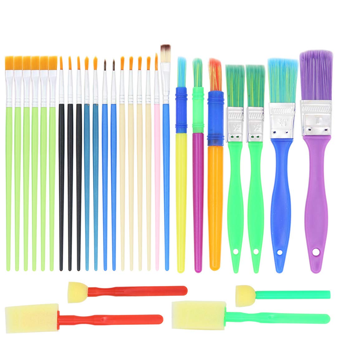 30 Pcs Kid Paint Brush Set, Children's Doodle Brushes Sponge Brush Head Doodle Painting Brushes Paint Kit for Children Watercolor Painting DIY Art & Craft