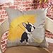 Fjfz Boston Terrier with Yellow Umbrella Dog Lover Decor Gift Cute Funny Decoration Cotton Linen Home Decorative Throw Pillow Case Cushion Cover for Sofa Couch, 18