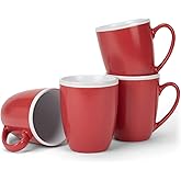 Elanze Designs Solid Color Red White Interior 16 ounce Matte Ceramic Mugs Matching Set of 4