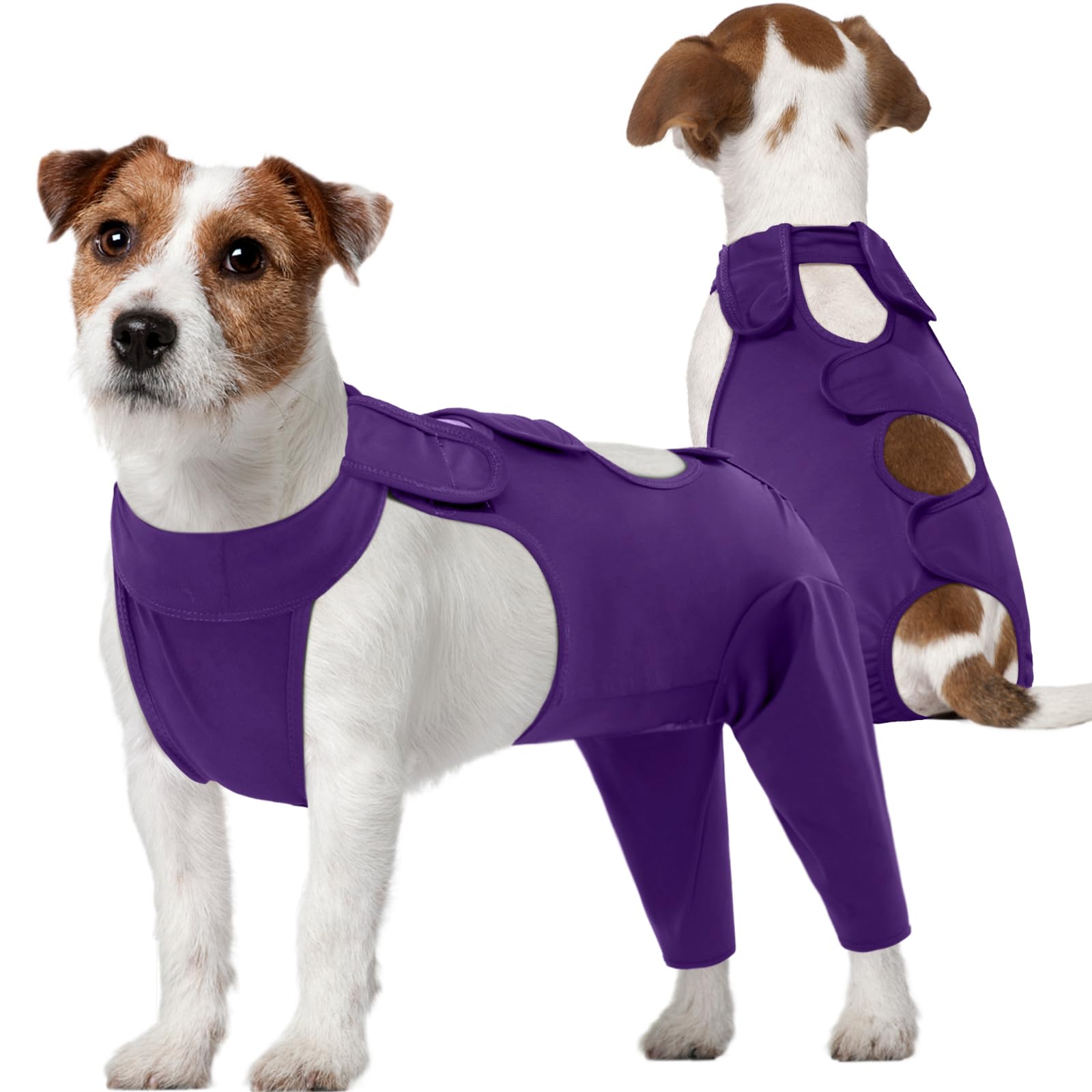 Kuoser Dog Recovery Suit - Post Surgery Body Suit with Legs, Comfortable Cone Alternative, Prevent Licking Dog Onesies, Purple S