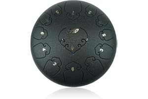 "OcarinaWind" 12 inches Steel Tongue Drum Black 13 Notes,C Major,with Padded Drum Bag and Couple of Mallets, Beautifully finished and peaceful sound