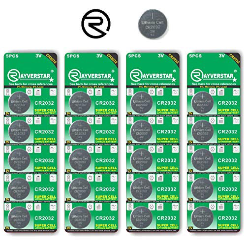 Rayverstar CR2032 3V Lithium Battery 20-Pack (4 x 5-Pack) Super Cell Technology. Long Lasting 3-Volt Batteries. Fits: BR2032, DL2032, SB-T15, 2032, EA2032C, ECR2032 (Full List Below)