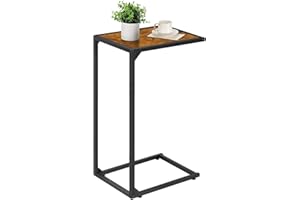 FAGIGY C Shaped End Table, C Tables for Couch, Snack Side Table for Sofa, Couch Tables That Slide Under, Bedside Table Small TV Tray Table for Living Room, Bedroom，Rustic Brown