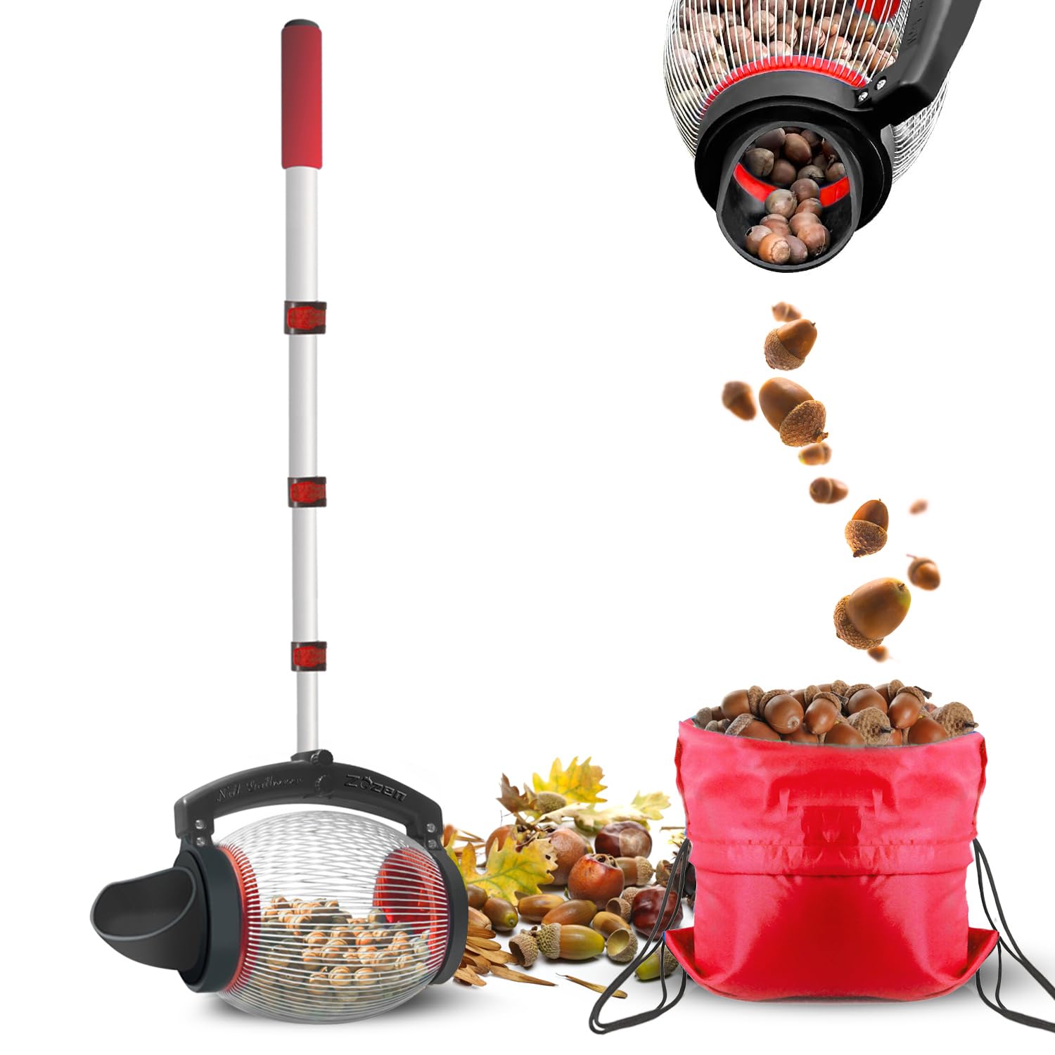Photo 1 of Zozen Acorn Picker Upper Roller, Acorn Dedicated Version | High Density Steelwire Gap - Directly Dump Outlet, Also Pick Nerf Balls, Pick Up Size 3/8'' to 1'' Small Diameter Objects, Capacity 1 Gallon