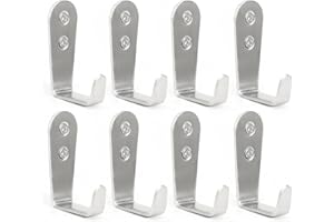 IBERDE Wall Hooks for Hanging,Stainless Steel Hook, Heavy Duty Hanger Key Hook Wall Mounted Coat Hook Garage Storage Screw Utility Hooks, 8 Pack (Silver)
