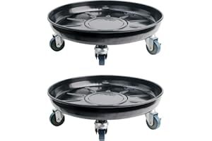 Kaoolaa 12" 2Pack Metal Plant Caddy with Wheels - Durable & Heavy Duty, Plant Dolly, Indoor/Outdoor Use, Lockable Casters for Easy Maneuvering, Large Flower Pot Stands for Gardens, Balconies