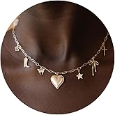 Plenky Gold Necklace for Women-14K Gold Plated Bow,Dragon,Shell, Palm Tree, Seahorse, Conch Shell,Sardines, Cowboy Boot,Bat,Bunny Pendant Beachy Jewelry for Women Gifts