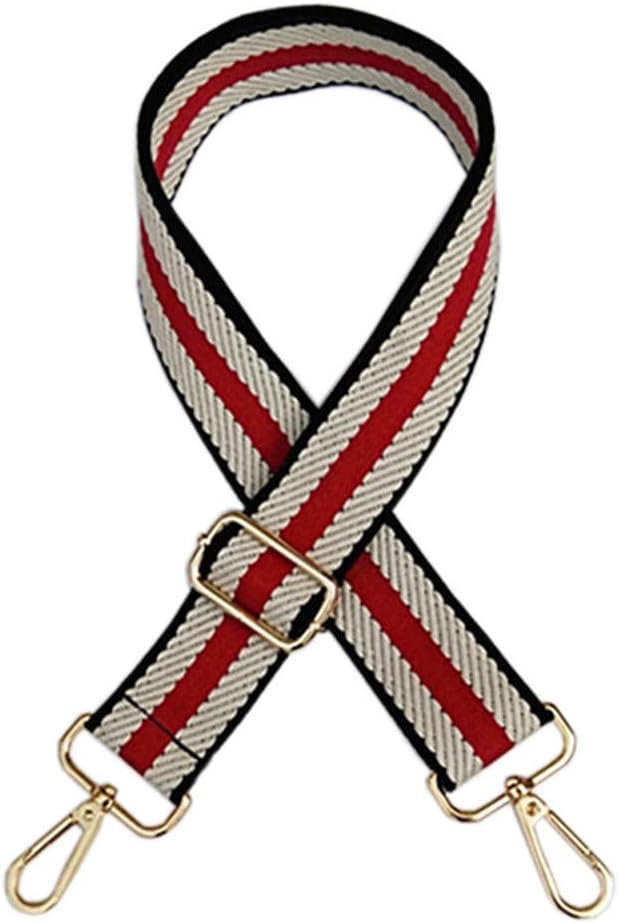 ACVIP Adjustable Wide Shoulder Strap Replacement Multicolor Stripe Crossbody Straps for Handbags Purse (Red)