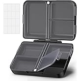 AUVON Compact Pill Organizer with Magnetic Folding Closure, 7 Large Cells | Portable Travel Pill Case Fit for Purse or Pocket, Pill Box for Fish Oils, Supplement, Vitamins, Long-Lasting Hinges, Black