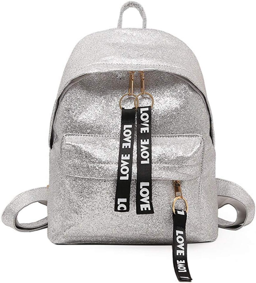 Rialbag Shiny Backpack Zipper Women's Flash Leather Backpack