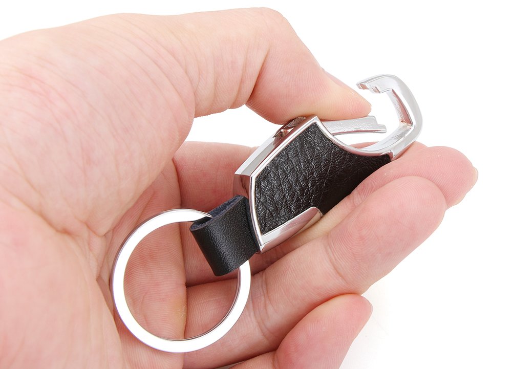 Reenfaya Key Chain with Leather Heavy Duty for Men and Women,Upscale Car Keychain Key Ring Key Holder-2 Pack(Black/Brown) (RF01)