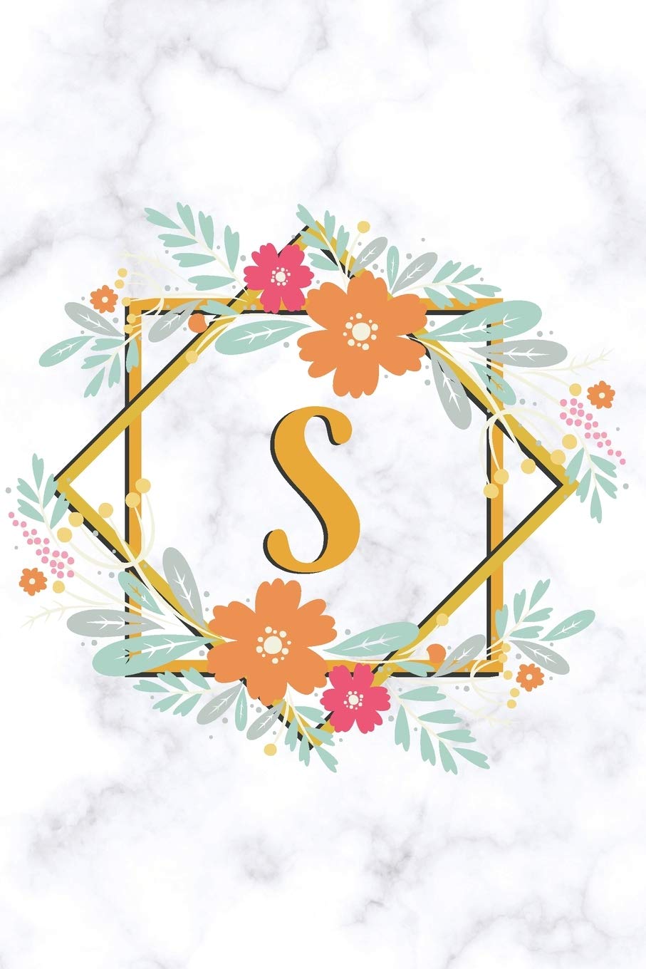 Amazon Com S Sketchbook Cute Floral Initial Monogram Drawing Book For Artists Fancy Personalized Doodling Pad For Students For Girls Women White Marble Golden Flower Frame Letter S