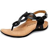 Glamnest Women&rsquo;s Orthopedic Arch Support Comfortable Walking Sandals, Orthotic Thong T-Strap Supportive Casual Flat Summer Sandals for Women