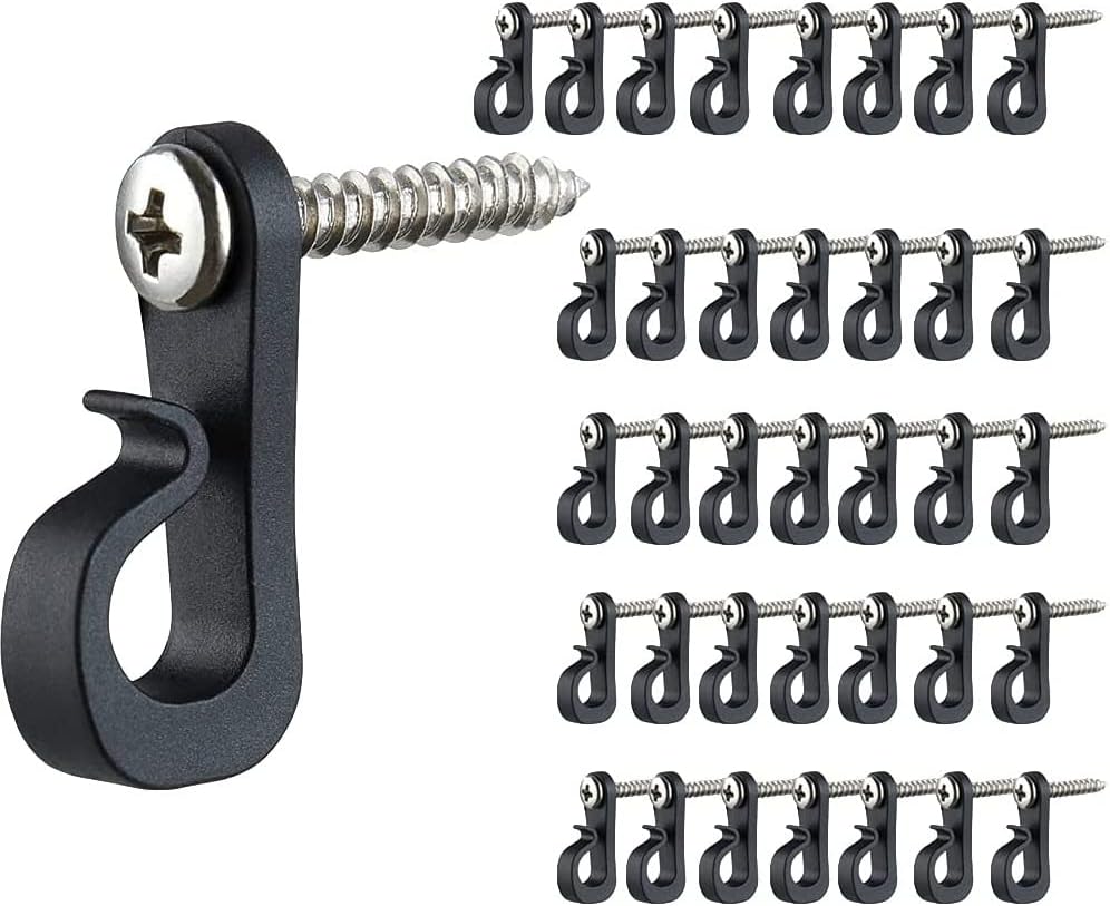 Outdoor Hanging Brackets - HKCLAVUS Light Hanger Hooks for Outdoor String Lights,Screw Hooks for Hanging Christmas Light,Light Wire and Led Light Clips,Wall Patio Hooks for New Year Holiday Party (36, Black)