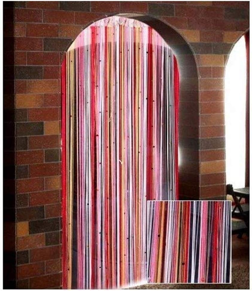 BDMP Hand Woven Polyester 3.6x7 ft String Curtain with Beads, 1 Curtain only (Multicolor)