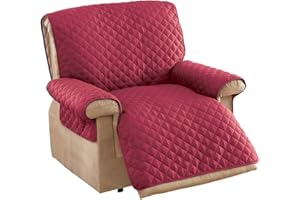 Collections Etc Reversible Quilted Furniture Cover Burgundy/Taupe Jumbo Recliner