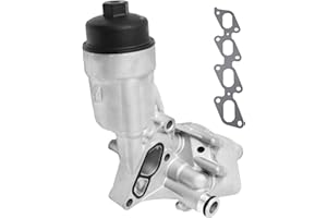 CADUFUELLY Engine Oil Cooler Filter Housing Assembly Adapter with Exhaust Manifold Gasket Replacement for Chevrolet Buick 201
