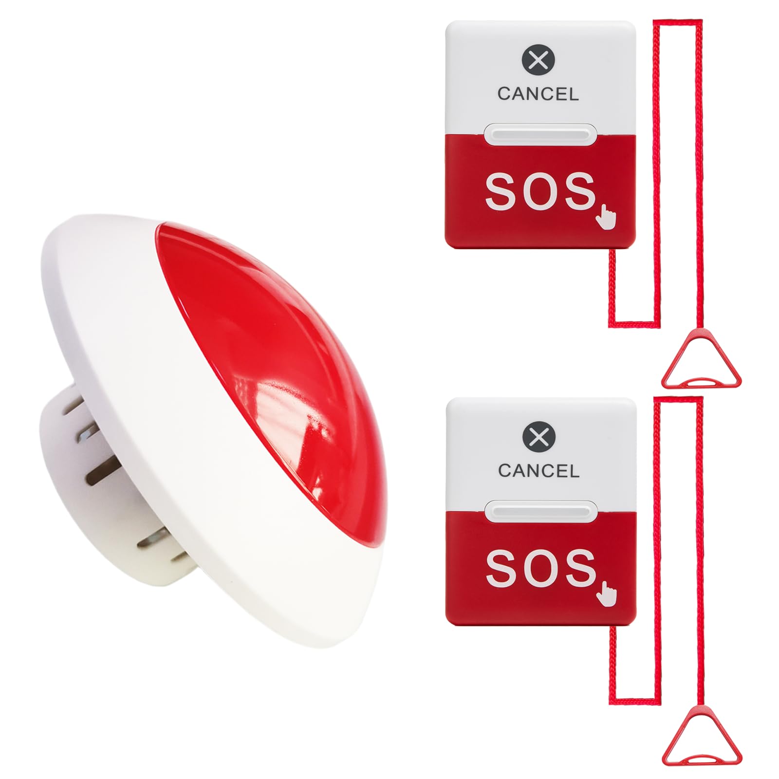 CYSSJF Disabled Person Toilet Alarm (2 SOS Pull Bells+1 Receiver) | Audible-Visual, Emergency Pull Cord | Bathroom,Accessible Toilet Emerg Call | Emergency Assistance for Hospital,Hotel,Library,Mall