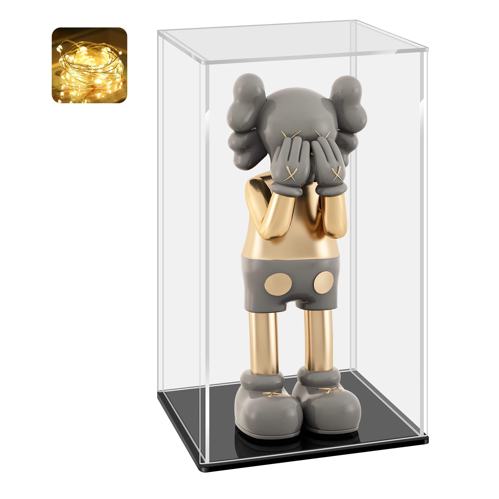 Photo 1 of LANSCOERY Acrylic Display Case, Assemble Showcase Display Box for Collectibles, with Dustproof & Seamless Display Design, 5x5x13 inch Black Base