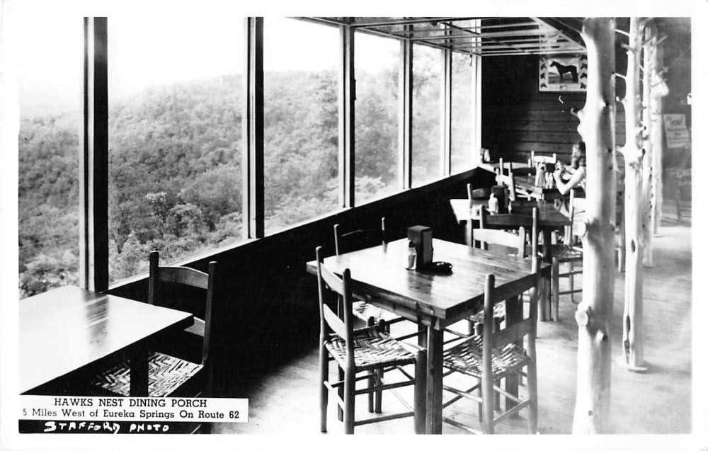 Eureka Springs Arkansas Hawks Nest Dining Porch Real Photo Postcard J51675