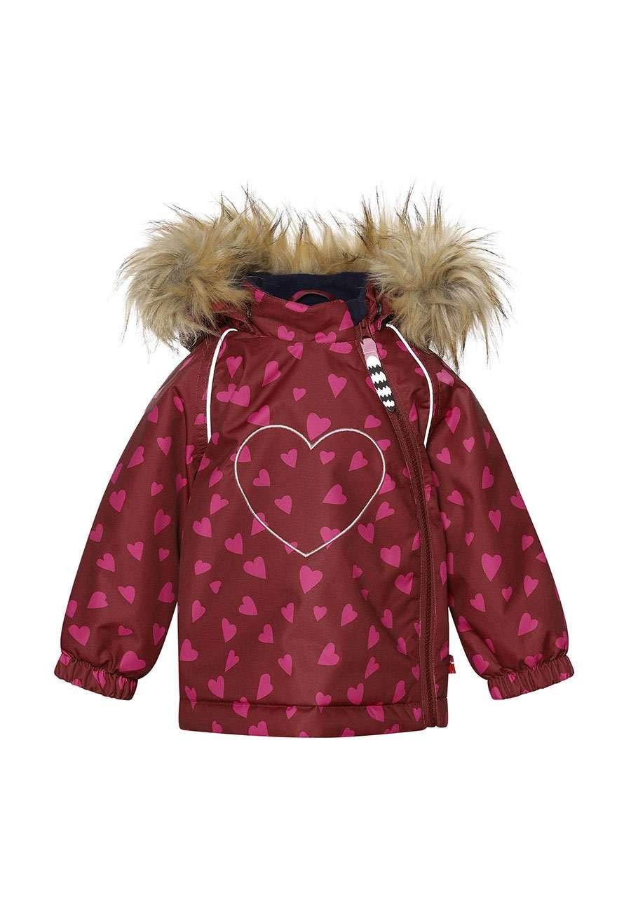 Racoon Baby Girls' Grace Heart Winter Jacket, Bordeaux, 80