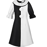 BICOPU Adult Black White Jumpsuits Mens Scary Killer Costume Horrible Movie Bodysuits Halloween Outfits Full Set for Womens