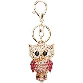 TOPASION Cute Owl Rhinestone Keychain for Women Animal Key Chain Ring Charms for Purses